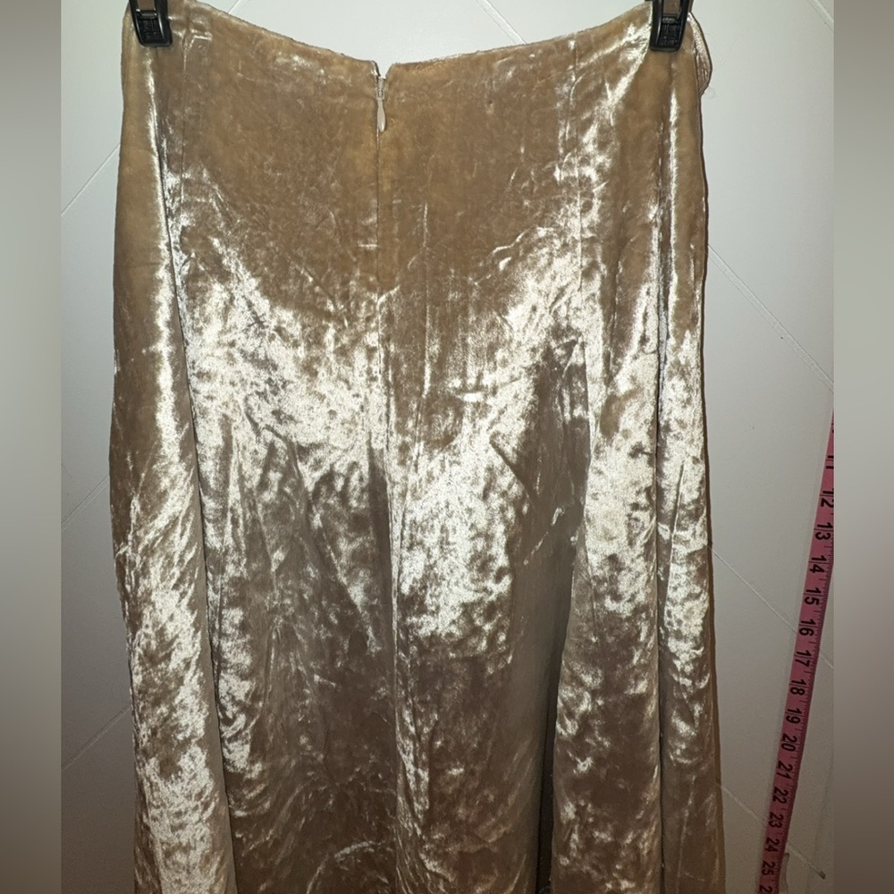 VINCE velvet purl edge paneled slip skirt in oak stone Size:6 STYLE V800430749 - Picture 11 of 16